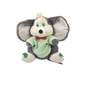 Vintage 1988 Applause Woodland Holiday Mouse Plush Grey White Christmas 21119